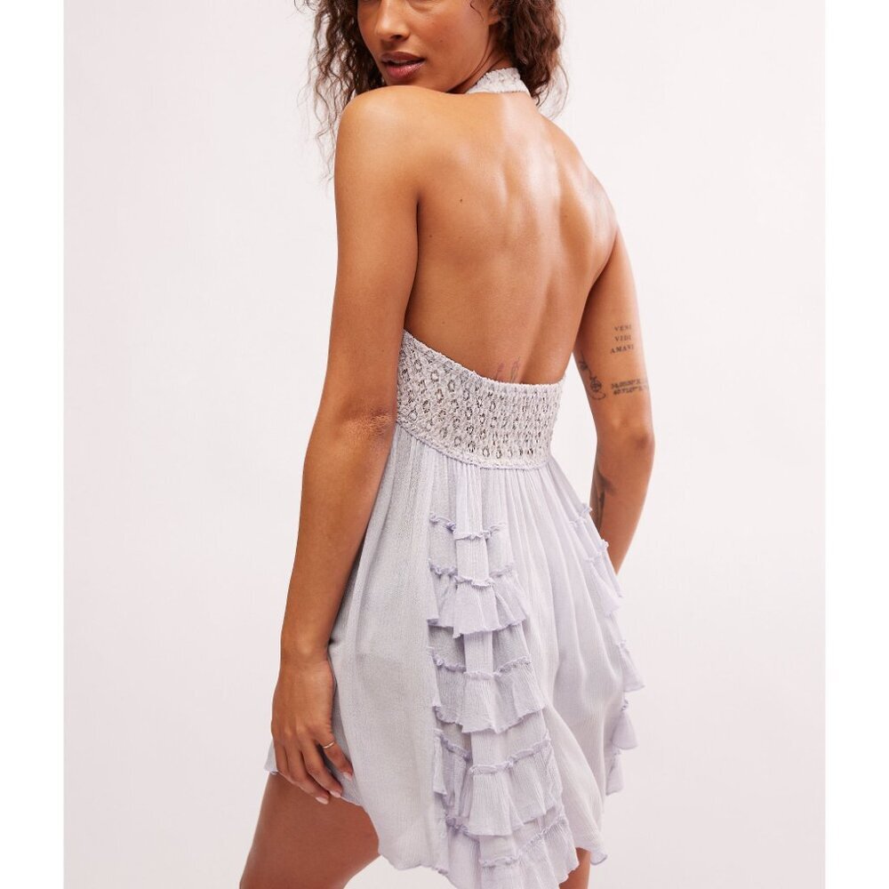 🆕 FREE PEOPLE FP One Adella Halter Slip / Icelandic Blue - Picture 3 of 5